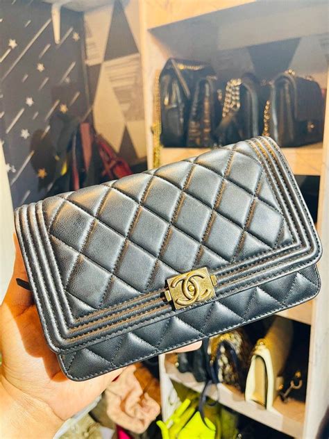 CHANEL Black Quilted Lambskin Le Boy Wallet